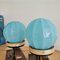Art Deco French Blue Opal Glass and Wood Table Lamps, 1940s, Set of 2 5