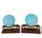 Art Deco French Blue Opal Glass and Wood Table Lamps, 1940s, Set of 2 3