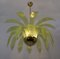 Lámparas de araña Mid-Century modernas de cristal de Murano y hojas de palmera de latón, años 70, Imagen 3