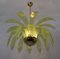 Mid-Century Modern Chandelier with Murano Glass and Brass Palm Leaves, 1970s 3