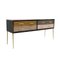 Italienisches Sideboard aus Massivholz & Farbglas, 1950er 2