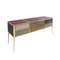 Italian Sideboard in Solid Wood with Colored Glass, 1950s 2