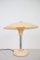 Lampada da tavolo in metallo color crema con paralume a forma di razzo, anni '50, Immagine 3