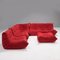 Divano e poltrone in alcantara rossa di Michel Ducaroy per Ligne Roset, set di 5, Immagine 2