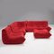 Rotes Alcantara Sofa und Sessel von Michel Ducaroy für Ligne Roset, 5er Set 2