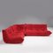 Red Alcantara Sofa and Armchairs by Michel Ducaroy for Ligne Roset, Set of 5 4