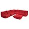Red Alcantara Sofa and Armchairs by Michel Ducaroy for Ligne Roset, Set of 5 1