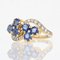 18 Karat 20th Century Clover Sapphire Diamonds Yellow Gold Ring 7