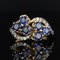 18 Karat 20th Century Clover Sapphire Diamonds Yellow Gold Ring 3