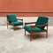 Moderne italienische Mid-Century Sessel aus Massivholz & grünem Samt, 1960er, 2er Set 2