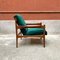 Mid-Century Modern Italian Solid Wood and Green Velvet Armchairs, 1960s, Set of 2, Image 5