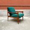 Moderne italienische Mid-Century Sessel aus Massivholz & grünem Samt, 1960er, 2er Set 4