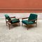 Mid-Century Modern Italian Solid Wood and Green Velvet Armchairs, 1960s, Set of 2 3