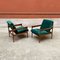 Mid-Century Modern Italian Solid Wood and Green Velvet Armchairs, 1960s, Set of 2, Image 3