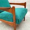 Moderne italienische Mid-Century Sessel aus Massivholz & grünem Samt, 1960er, 2er Set 6