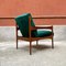 Moderne italienische Mid-Century Sessel aus Massivholz & grünem Samt, 1960er, 2er Set 8