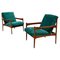 Mid-Century Modern Italian Solid Wood and Green Velvet Armchairs, 1960s, Set of 2, Image 1