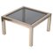 Italian Brass, Chrome and Smoked Glass Square Coffee Table, 1970s 1