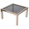 Italian Brass, Chrome and Smoked Glass Square Coffee Table, 1970s, Image 1