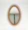 Mid-Century Rattan and Bamboo Oval Wall Mirror, Italy, 1960s 2