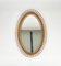 Mid-Century Rattan and Bamboo Oval Wall Mirror, Italy, 1960s, Image 2