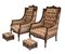 Club chair vittoriane con sgabelli, set di 2, Immagine 1