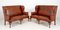 Queen Anne Settee Sofas in Leather, Set of 2 1