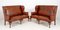 Queen Anne Settee Sofas in Leather, Set of 2, Image 1