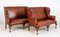 Queen Anne Settee Sofas in Leather, Set of 2 5