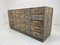 Mueble industrial vintage de madera con etiquetas originales de latón, años 30, Imagen 3
