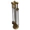 Vintage Italian Four-Piece Brass Fireplace Fire Tool Set with Stand, Set of 5 1