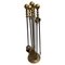 Vintage Italian Four-Piece Brass Fireplace Fire Tool Set with Stand, Set of 5, Image 1