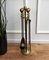 Vintage Italian Four-Piece Brass Fireplace Fire Tool Set with Stand, Set of 5 3