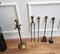 Vintage Italian Four-Piece Brass Fireplace Fire Tool Set with Stand, Set of 5 5