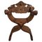 19th Century Italian Renaissance Savonarola Chair in Carved Walnut 1