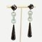 Art Deco Style Jade Onyx Diamond Dangle Earrings, Set of 2, Image 4