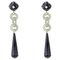 Art Deco Style Jade Onyx Diamond Dangle Earrings, Set of 2 1
