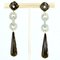 Art Deco Style Jade Onyx Diamond Dangle Earrings, Set of 2 8