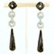 Art Deco Style Jade Onyx Diamond Dangle Earrings, Set of 2, Image 8