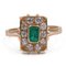 18k Yellow Gold Vintage Ring with Central Emerald and Diamonds 0.80ctw, 1970s, Image 1