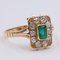 18k Yellow Gold Vintage Ring with Central Emerald and Diamonds 0.80ctw, 1970s 2