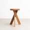Solid Elmwood S31a Stool by Pierre Chapo 2