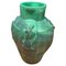 Art Deco Czech Green Glass Vase Decorated with Female Figures, 1940s, Image 1