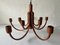 Italian 10 Arms Teak Chandelier from Domus, 1970s 1