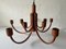 Italian 10 Arms Teak Chandelier from Domus, 1970s, Image 1