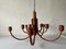 Italian 10 Arms Teak Chandelier from Domus, 1970s, Image 2