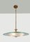 Italienische Deckenlampe aus Messing & Glas von Fontana Arte, 1950er 2