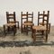 Vintage Spanish Solid Oak Wood & Rush Seat Chairs, Set of 6 1
