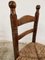 Vintage Spanish Solid Oak Wood & Rush Seat Chairs, Set of 6 4