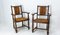 Mid-Century Beech and Straw Armchairs, France, 1940s, Set of 2 1